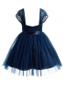 Cap Sleeves Navy Blue Lace Tulle Adorable Flower Girl Dress